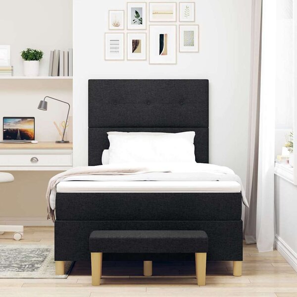 Postel s boxspringem s čelo Černá 190 x 120 cm textil 3344284