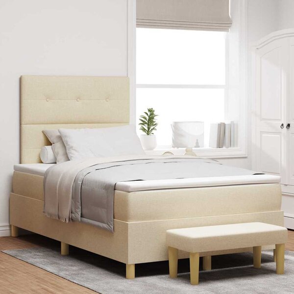 Postel s boxspringem s čelo Krémová 200 x 120 cm textil 3344294