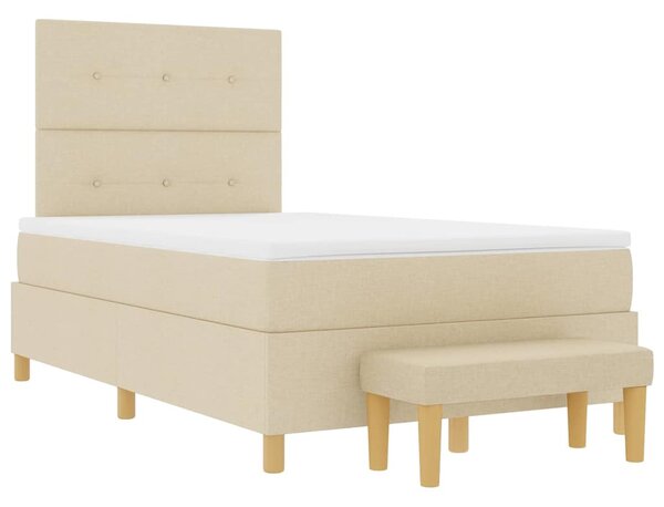 Postel s boxspringem s čelo Krémová 200 x 120 cm textil 3344294