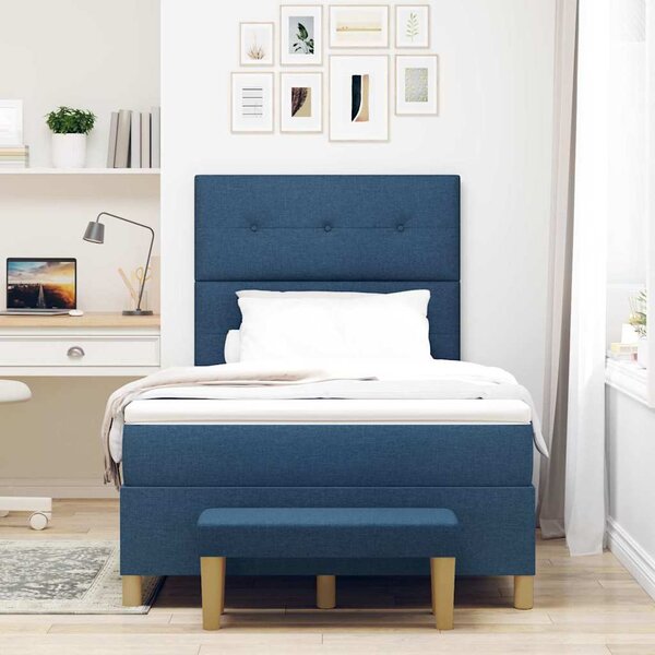 Postel s boxspringem s čelo Modrá 190 x 120 cm textil 3344288