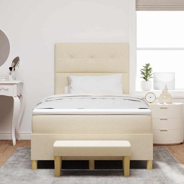 Postel s boxspringem s čelo Krémová 200 x 120 cm textil 3344294
