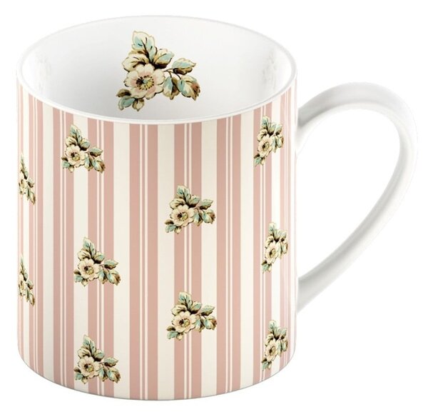 Růžový porcelánový hrnek s proužky Creative Tops Cottage Flower, 330 ml