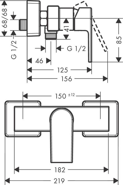 Hansgrohe Vernis Shape sprchová baterie nastěnná černá 71650670
