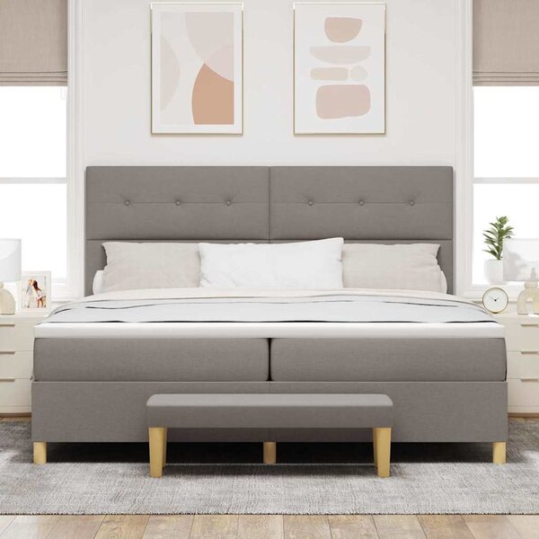 Postel s boxspringem s čelo Taupe 200 x 200 cm textil 3344328