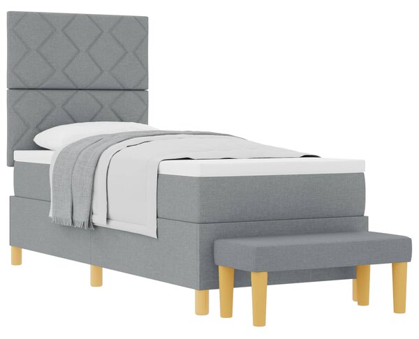Postel s boxspringem s čelo Světle šedá 200 x 80 cm textil 3344331