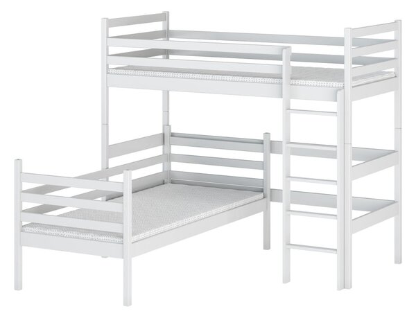 Bílá patrová dětská postel z borovicového dřeva 80x160 cm Double - Lano Meble