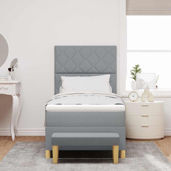 Postel s boxspringem s polštářem Světle šedá 190 x 90 cm textil 3344338