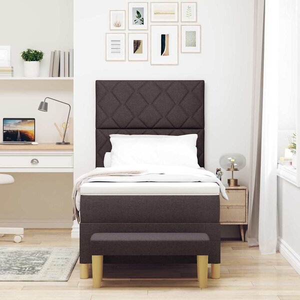 Postel s boxspringem s čelo Tmavě hnědá 190 x 90 cm textil 3344341