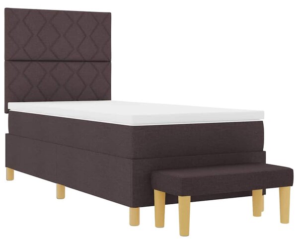 Postel s boxspringem s čelo Tmavě hnědá 190 x 90 cm textil 3344341