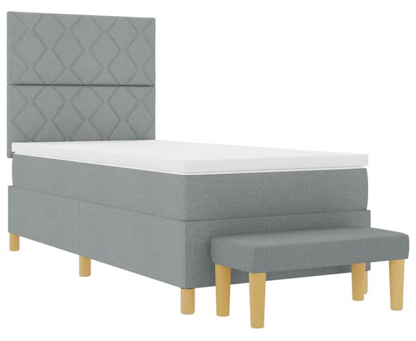 Postel s boxspringem s polštářem Světle šedá 190 x 90 cm textil 3344338
