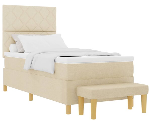Postel s boxspringem s polštářem Krémová 190 x 90 cm textil 3344343