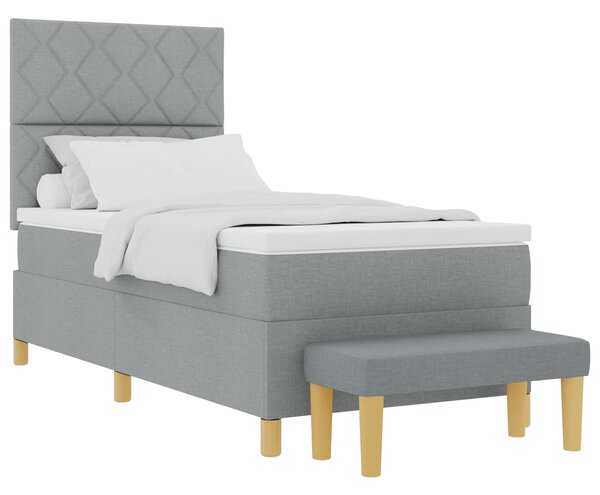 Postel s boxspringem s polštářem Světle šedá 190 x 90 cm textil 3344338