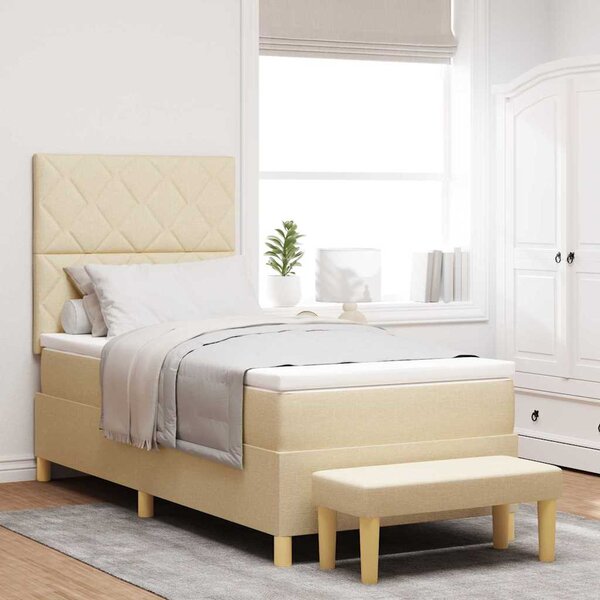 Postel s boxspringem s polštářem Krémová 190 x 90 cm textil 3344343