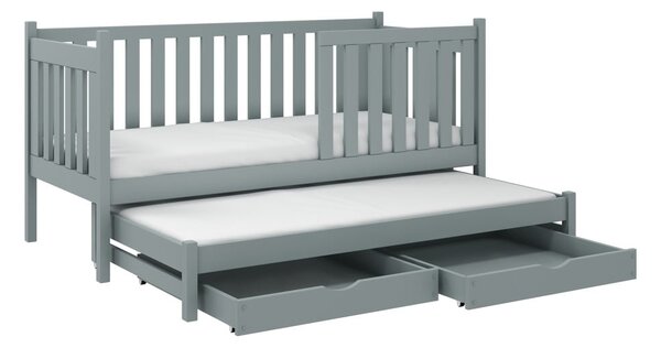 Šedá dětská postel s výsuvným lůžkem s úložným prostorem 70x160 cm Kaja V5 - Lano Meble