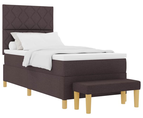 Postel s boxspringem s čelo Tmavě hnědá 190 x 90 cm textil 3344341