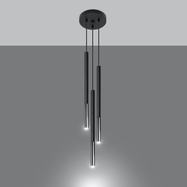 Sollux Lighting Závěsné svítidlo MOZAICA 3P černé/chromové