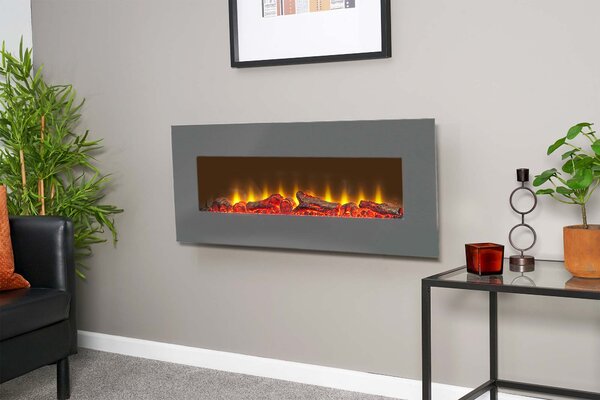 Sureflame WM-9505 Elektrický nástěnný krb s dálkovým ovládáním v šedé barvě, 42 palců