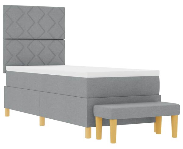 Postel s boxspringem s čelo Světle šedá 200 x 80 cm textil 3344331