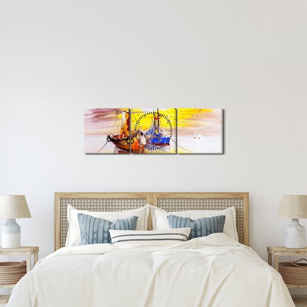 Obraz - Malba lodí (s hodinami) (90x30 cm)