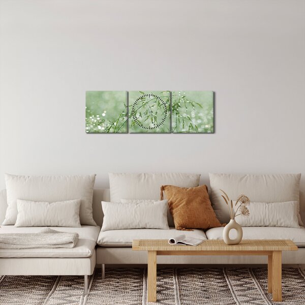 Obraz - Rosa v trávě (s hodinami) (90x30 cm)