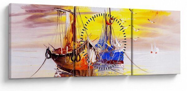 Obraz - Malba lodí (s hodinami) (90x30 cm)