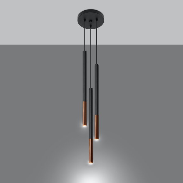 Sollux Lighting Závěsné svítidlo MOZAICA 3P černá/měď