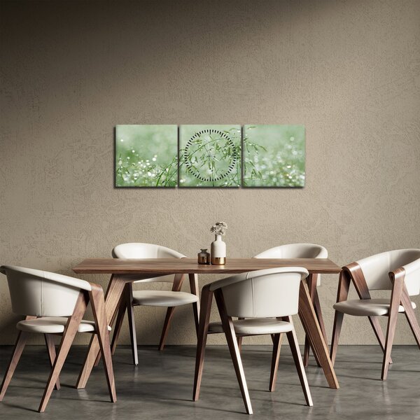 Obraz - Rosa v trávě (s hodinami) (90x30 cm)