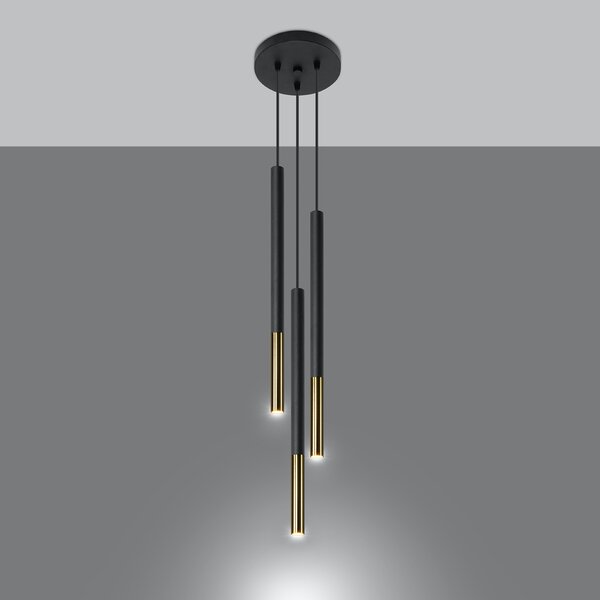 Sollux Lighting Závěsné svítidlo MOZAICA 3P černá/zlatá