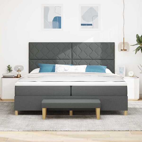 Postel s boxspringem s čelo Tmavě šedá 200 x 200 cm textil 3344402