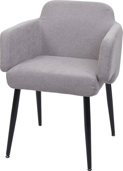 Jídelní židle HWC-L13, čalouněná židle, kuchyňská židle s područkami, látka/textil, kov, šedá