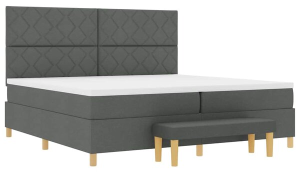 Postel s boxspringem s čelo Tmavě šedá 200 x 200 cm textil 3344402