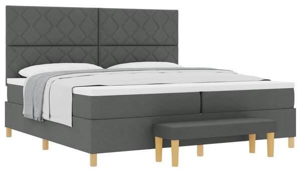 Postel s boxspringem s čelo Tmavě šedá 200 x 200 cm textil 3344402