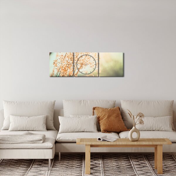 Obraz - Luční rostliny (s hodinami) (90x30 cm)