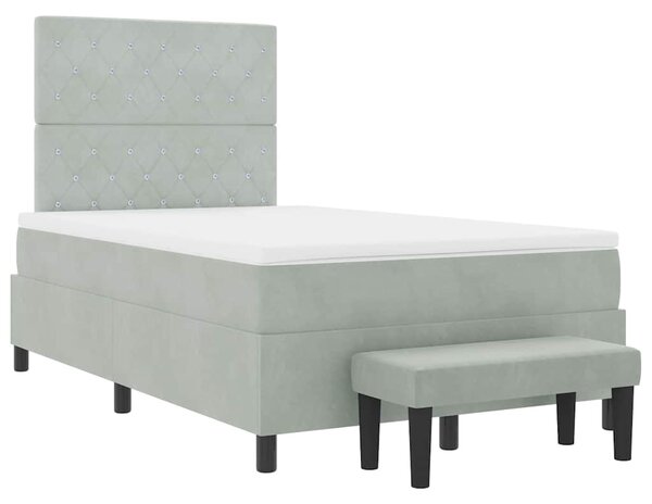 Postel s boxspringem s čelo Světle šedá 190 x 120 cm samet 3344432