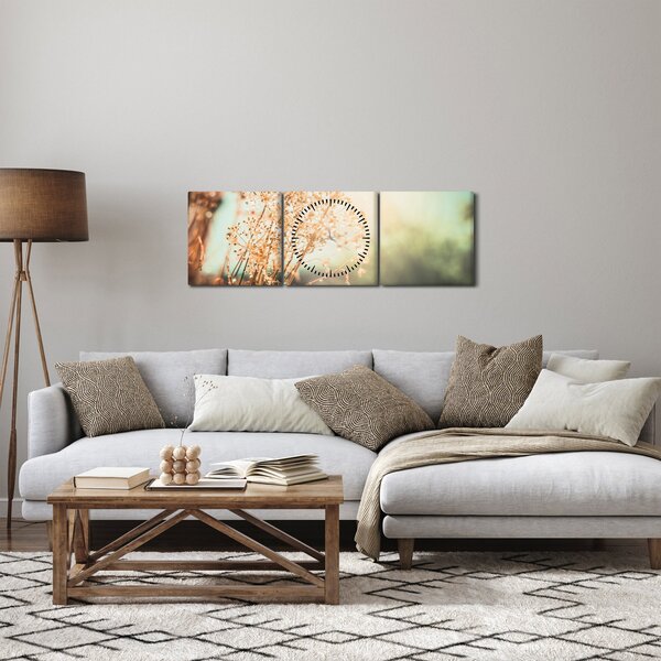Obraz - Luční rostliny (s hodinami) (90x30 cm)