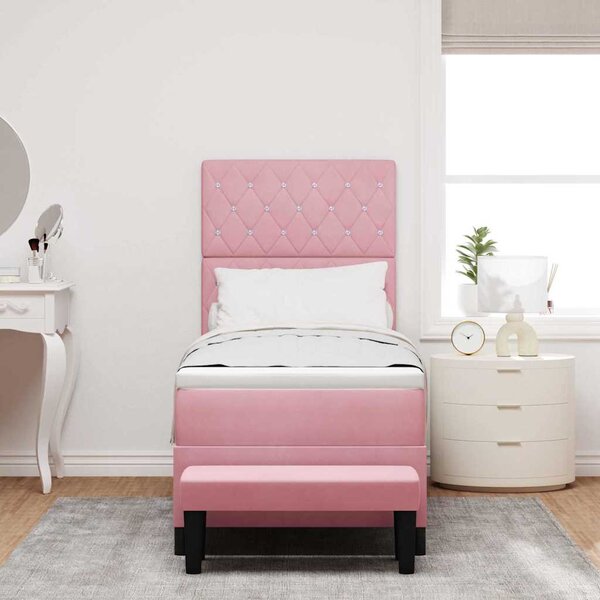 Postel s boxspringem s čelo Růžová 200 x 80 cm samet 3344413