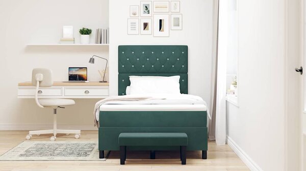 Postel s boxspringem s čelo Tmavě zelená 190 x 120 cm samet 3344435