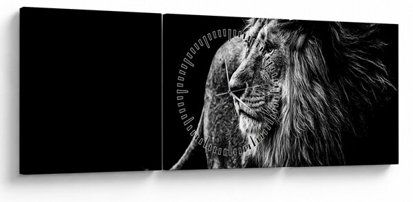 Obraz - Lev (s hodinami) (90x30 cm)
