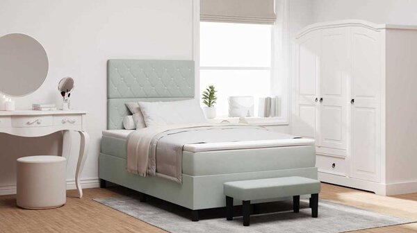 Postel s boxspringem s čelo Světle šedá 190 x 120 cm samet 3344432