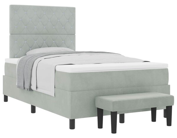 Postel s boxspringem s čelo Světle šedá 190 x 120 cm samet 3344432