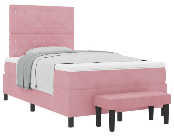 Postel s boxspringem s čelo Růžová 190 x 120 cm samet 3344437