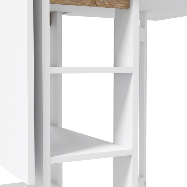 HOMCOM Skládací Stůl s Odepínacími Křídly – Jídelní Stůl Skládací Kuchyňský Stůl s 2 Kolíky a Policemi Moderní Styl 120x60x75 cm Bílá | Aosom
