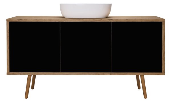 Oltens Hedvig skříňka 140x45x49.7 cm pod umyvadlo závěsná černá-dub 60205360