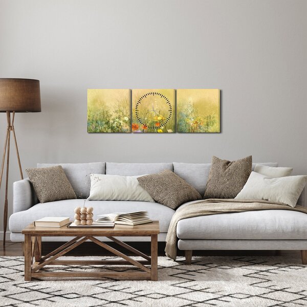 Obraz - Malovaná louka (s hodinami) (90x30 cm)