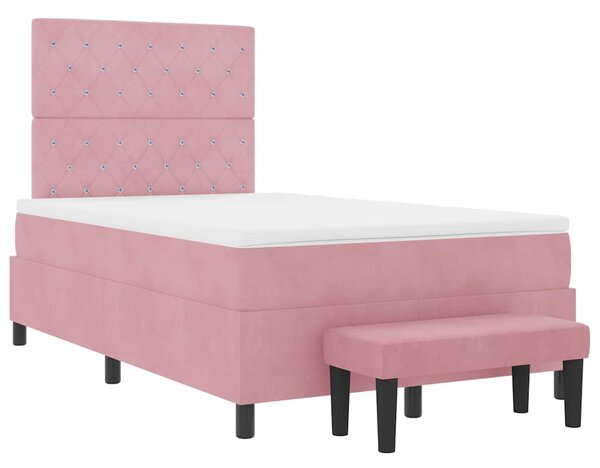 Postel s boxspringem s čelo Růžová 190 x 120 cm samet 3344437