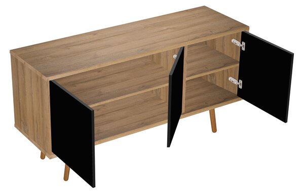 Oltens Hedvig skříňka 140x45x49.7 cm pod umyvadlo závěsná černá-dub 60205360