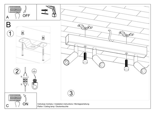 Sollux Lighting Stropní svítidlo EYETECH 3 černé