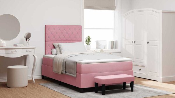 Postel s boxspringem s čelo Růžová 190 x 120 cm samet 3344437