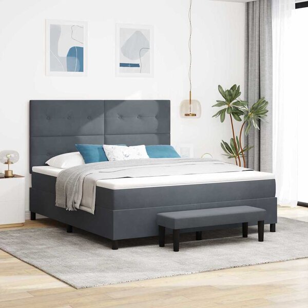Postel s boxspringem s čelo Tmavě šedá 200 x 180 cm samet 3344529