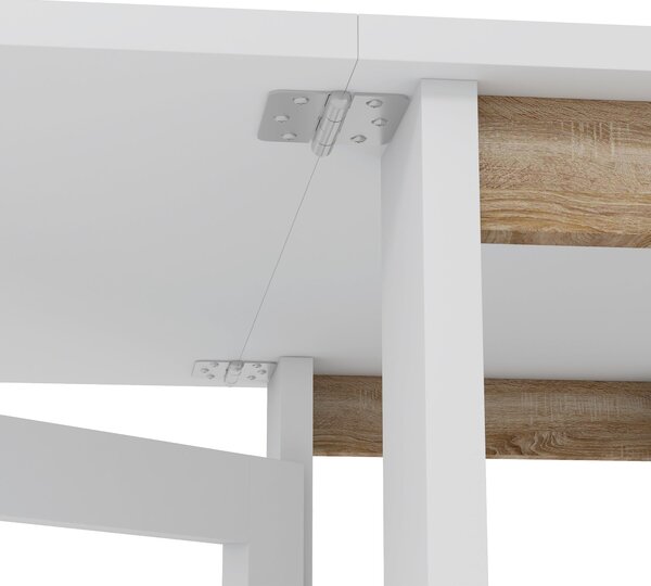 HOMCOM Skládací Stůl s Odepínacími Křídly – Jídelní Stůl Skládací Kuchyňský Stůl s 2 Kolíky a Policemi Moderní Styl 120x60x75 cm Bílá | Aosom